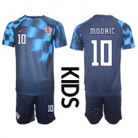 Kroatien Luka Modric #10 Udebane Trøje Børn VM 2022 Kortærmet (+ Korte bukser)